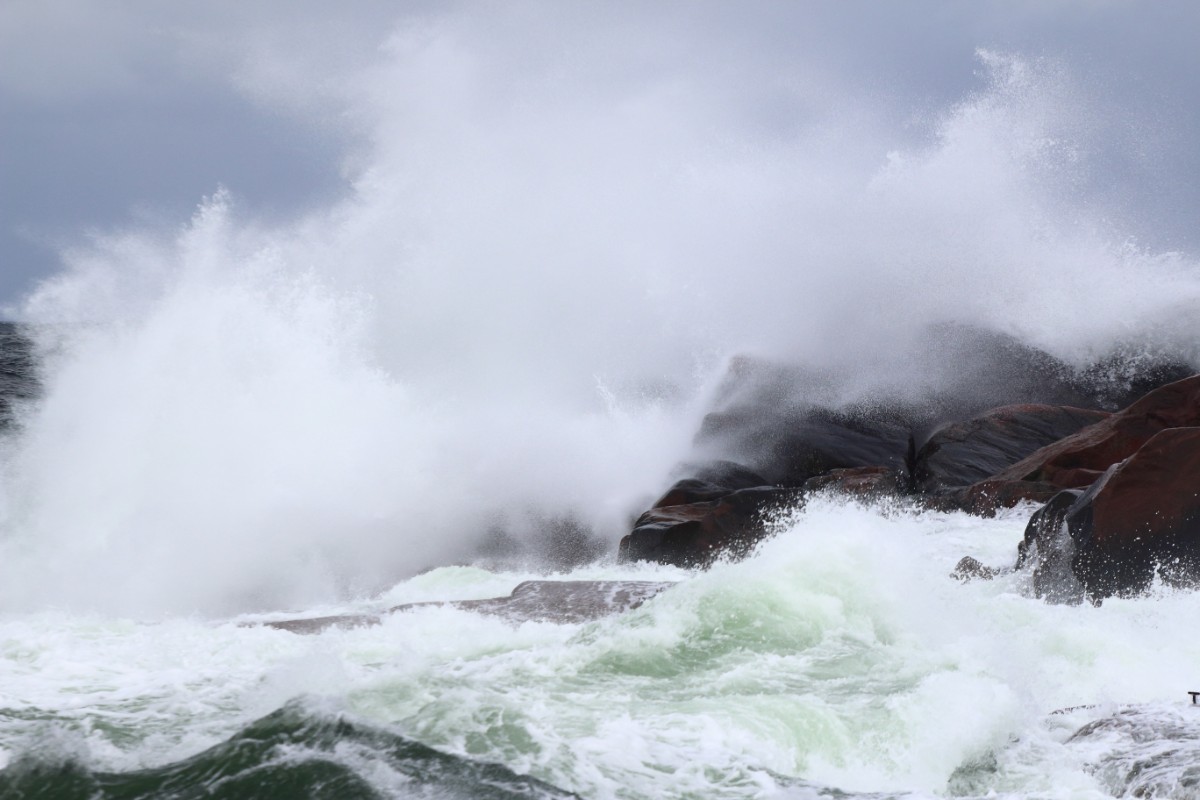Photo of breaking waves.